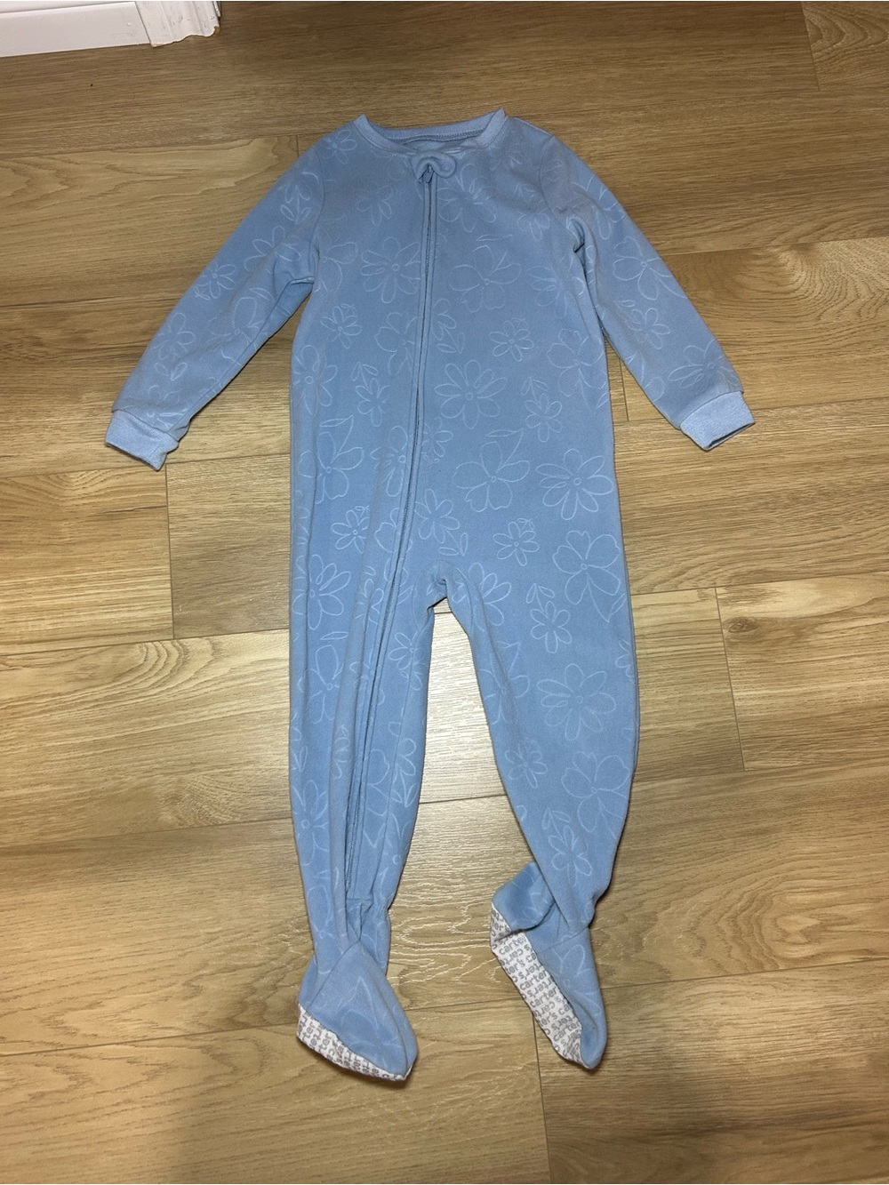 Carter's Light Blue Floral Footed Pajamas